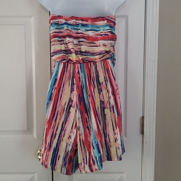 Full Circle Trends with love multicolor off the shoulder romper  Sz 1X - Picture 4 of 5